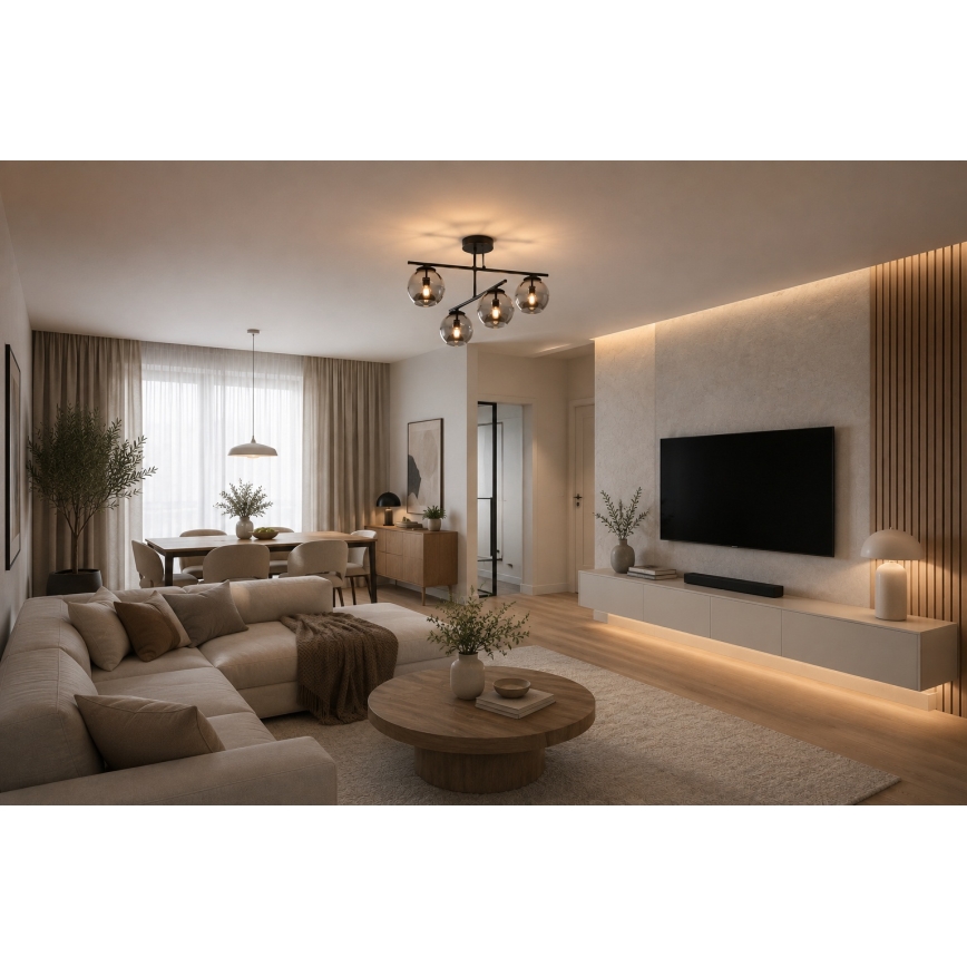 BRILAGI - Aufbauleuchte DIOR 4xE27/60W/230V schwarz/rauchgrau