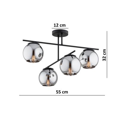 BRILAGI - Aufbauleuchte DIOR 4xE27/60W/230V schwarz/rauchgrau