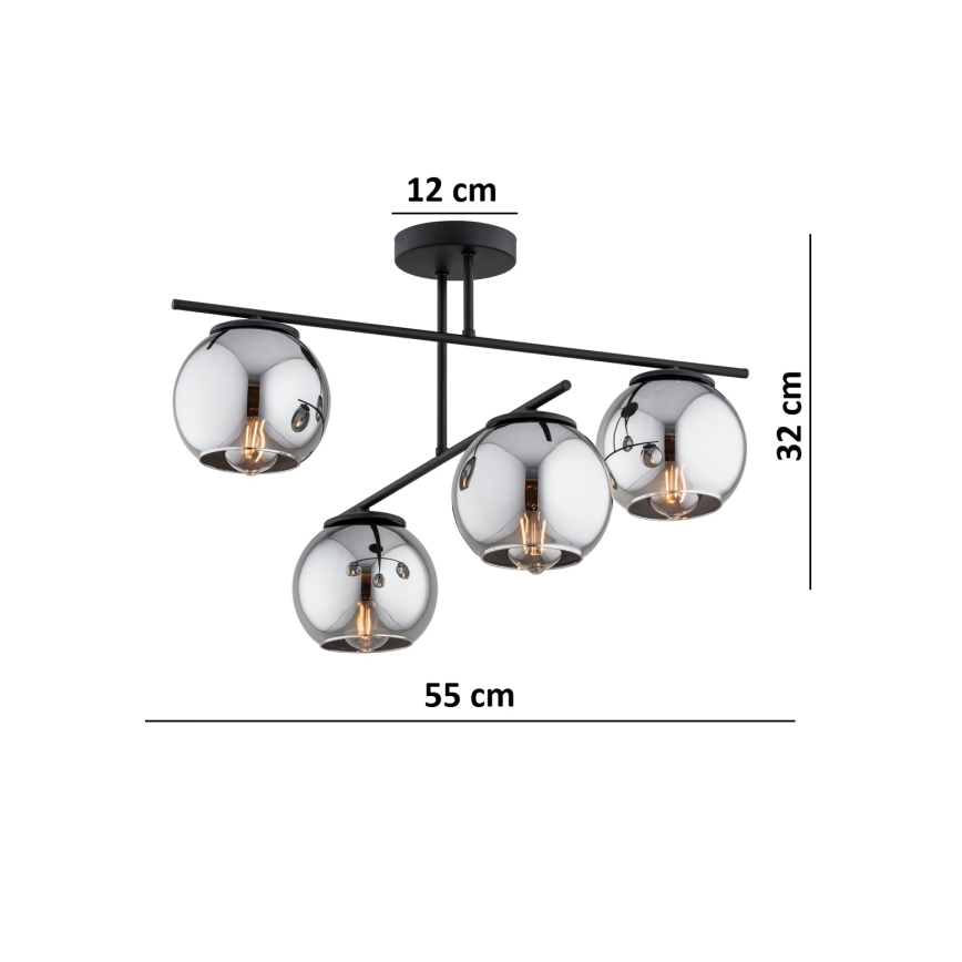 BRILAGI - Aufbauleuchte DIOR 4xE27/60W/230V schwarz/rauchgrau