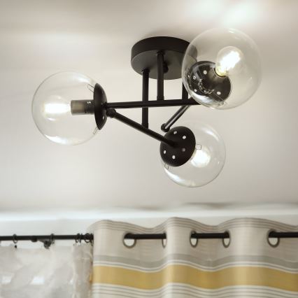 Brilagi - Aufbauleuchte MALIVA 3xE14/15W/230V schwarz/klar