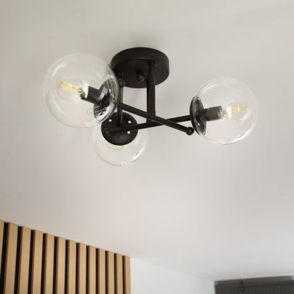 Brilagi - Aufbauleuchte MALIVA 3xE14/15W/230V schwarz/klar