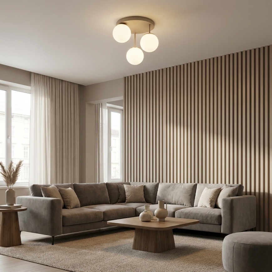 Brilagi - Aufgesetzte Deckenleuchte 3xE27/60W/230V Beige/Gold