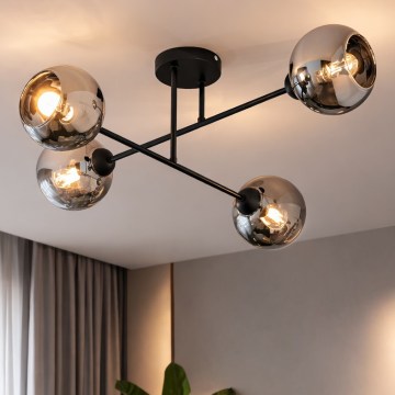 Brilagi - Aufgesetzte Deckenleuchte 4xE27/60W/230V schwarz/rauchgrau