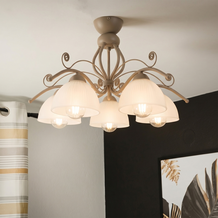Brilagi - Aufgesetzte Deckenleuchte ANTICO MODERN 5xE27/60W/230V beige