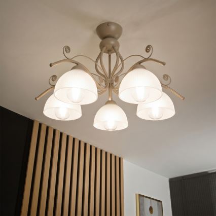 Brilagi - Aufgesetzte Deckenleuchte ANTICO MODERN 5xE27/60W/230V beige