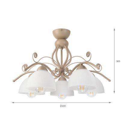 Brilagi - Aufgesetzte Deckenleuchte ANTICO MODERN 5xE27/60W/230V beige