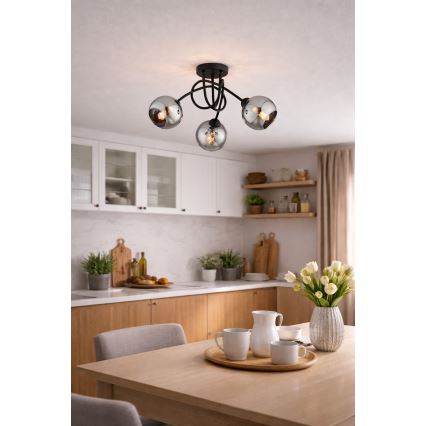 Brilagi - Aufgesetzte Deckenleuchte DIOR 3xE27/60W/230V schwarz/rauchgrau