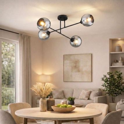 Brilagi - Aufgesetzte Deckenleuchte DIOR 4xE27/60W/230V schwarz/rauchgrau