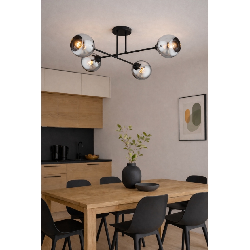 Brilagi - Aufgesetzte Deckenleuchte DIOR 4xE27/60W/230V schwarz/rauchgrau