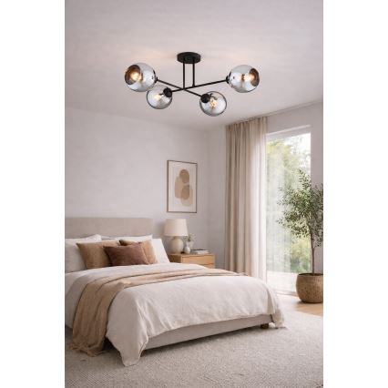 Brilagi - Aufgesetzte Deckenleuchte DIOR 4xE27/60W/230V schwarz/rauchgrau