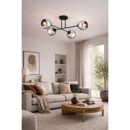 Brilagi - Aufgesetzte Deckenleuchte DIOR 4xE27/60W/230V schwarz/rauchgrau