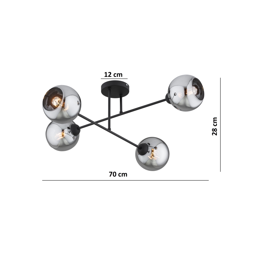 Brilagi - Aufgesetzte Deckenleuchte DIOR 4xE27/60W/230V schwarz/rauchgrau