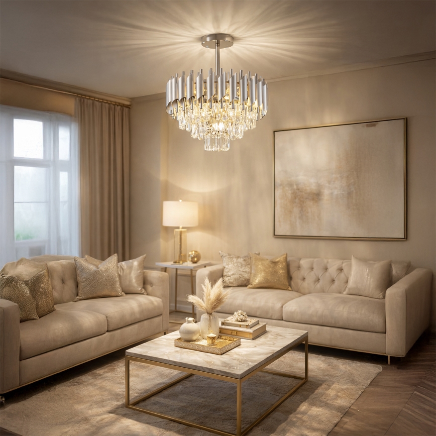 Brilagi - Aufgesetzte Deckenleuchte ECLIPSE 5xE14/10W/230V Ø 38 cm Silber