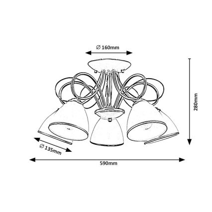 Brilagi - Aufgesetzte Deckenleuchte FRED 5xE27/60W/230V Durchmesser 59 cm goldfarben