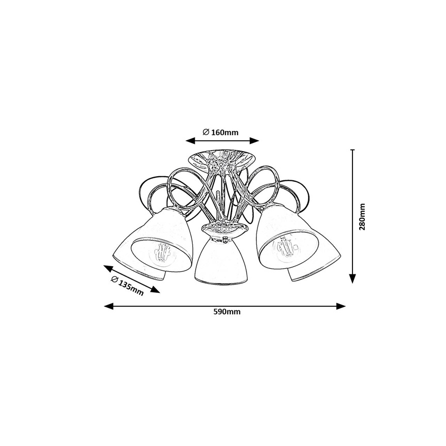 Brilagi - Aufgesetzte Deckenleuchte FRED 5xE27/60W/230V Ø 59 cm glänzender Chrom
