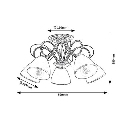 Brilagi - Aufgesetzte Deckenleuchte FRED 5xE27/60W/230V Ø 59 cm glänzender Chrom