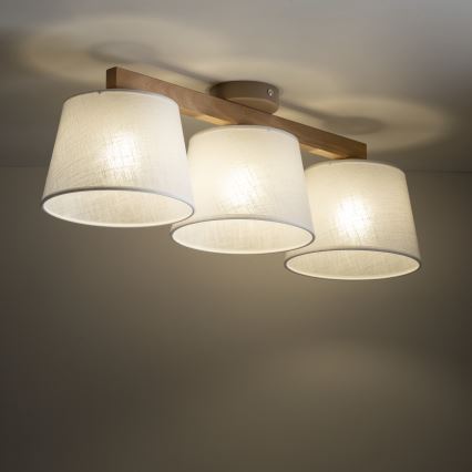 Brilagi - Aufgesetzte Deckenleuchte LATTE SABIA 3xE27/60W/230V Kiefer/weiß