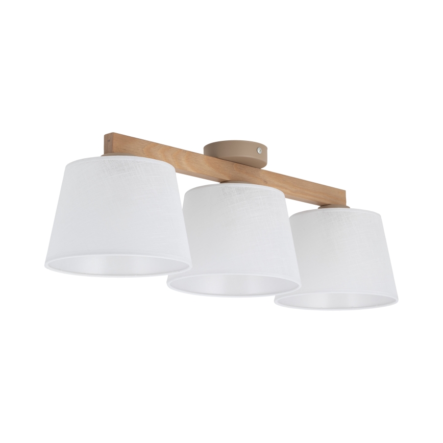 Brilagi - Aufgesetzte Deckenleuchte LATTE SABIA 3xE27/60W/230V Kiefer/weiß