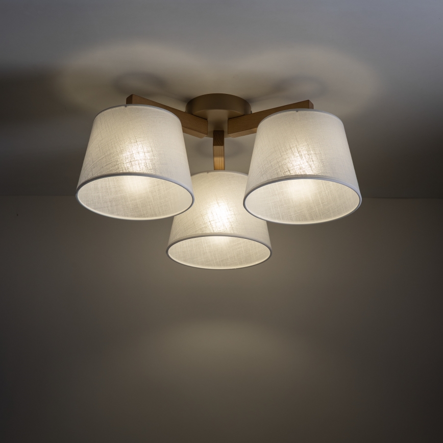 Brilagi - Aufgesetzte Deckenleuchte LATTE SABIA 3xE27/60W/230V Kiefer/Weiß