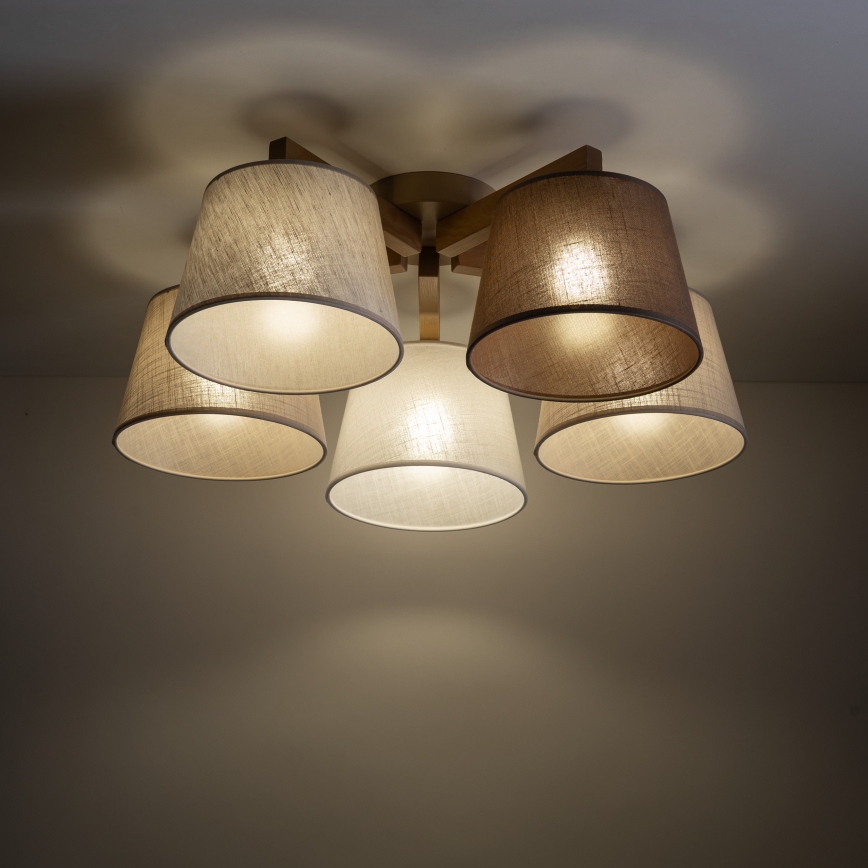 Brilagi - Aufgesetzte Deckenleuchte LATTE SABIA 5xE27/15W/230V Kiefer/Mix