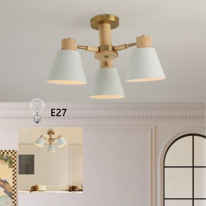 Brilagi - Aufgesetzte Deckenleuchte LUND WOOD 3xE27/40W/230V, Ø 50 cm, Holz