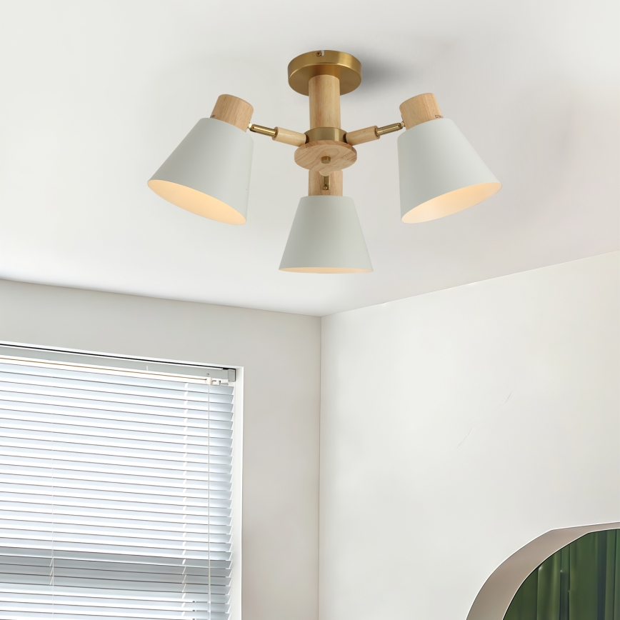 Brilagi - Aufgesetzte Deckenleuchte LUND WOOD 3xE27/40W/230V Ø 50 cm Kautschukholz