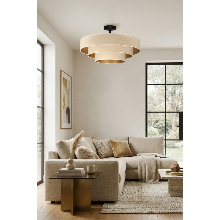 Brilagi - Aufgesetzte Deckenleuchte LUNETA 3xE27/60W/230V Ø 80 cm creme/gold