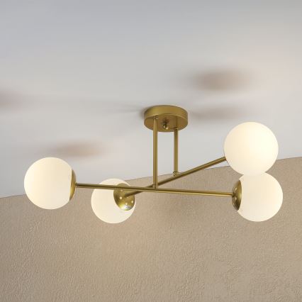 Brilagi - Aufgesetzte Deckenleuchte MALIVA 4xE14/15W/230V gold/weiß