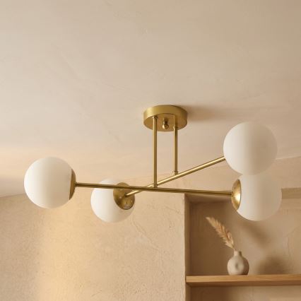 Brilagi - Aufgesetzte Deckenleuchte MALIVA 4xE14/15W/230V gold/weiß