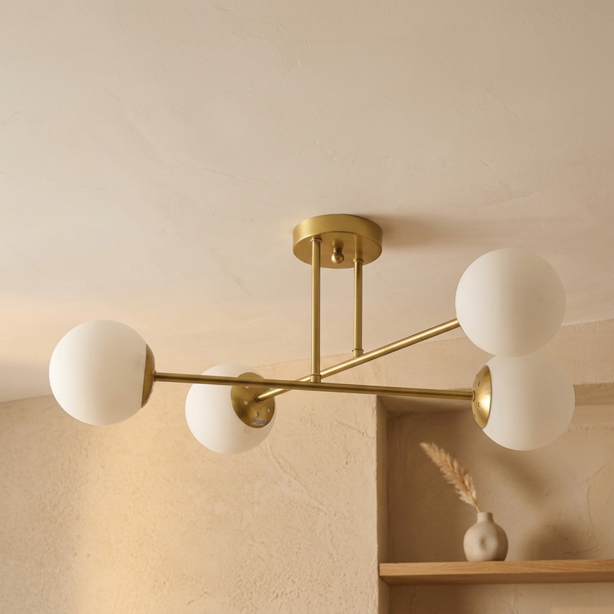 Brilagi - Aufgesetzte Deckenleuchte MALIVA 4xE14/15W/230V gold/weiß