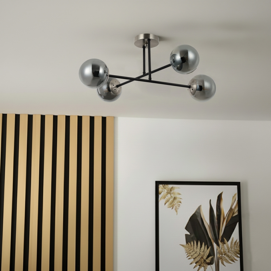 Brilagi - Aufgesetzte Deckenleuchte MALIVA 4xE14/15W/230V mattchrom/rauchglas