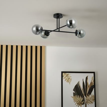 Brilagi - Aufgesetzte Deckenleuchte MALIVA 4xE14/15W/230V schwarz/rauchglas