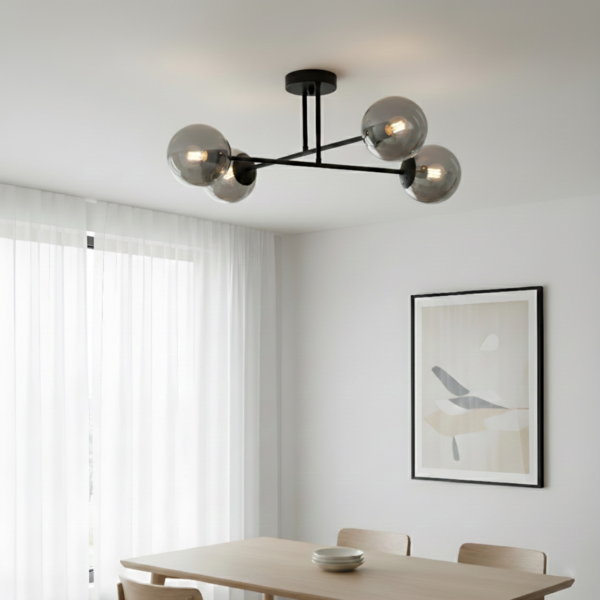 Brilagi - Aufgesetzte Deckenleuchte MALIVA 4xE14/15W/230V schwarz/rauchglas