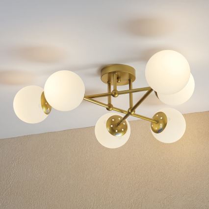 Brilagi - Aufgesetzte Deckenleuchte MALIVA 6xE14/15W/230V gold/weiß