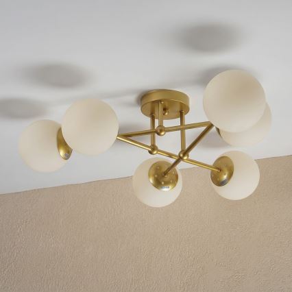 Brilagi - Aufgesetzte Deckenleuchte MALIVA 6xE14/15W/230V gold/weiß
