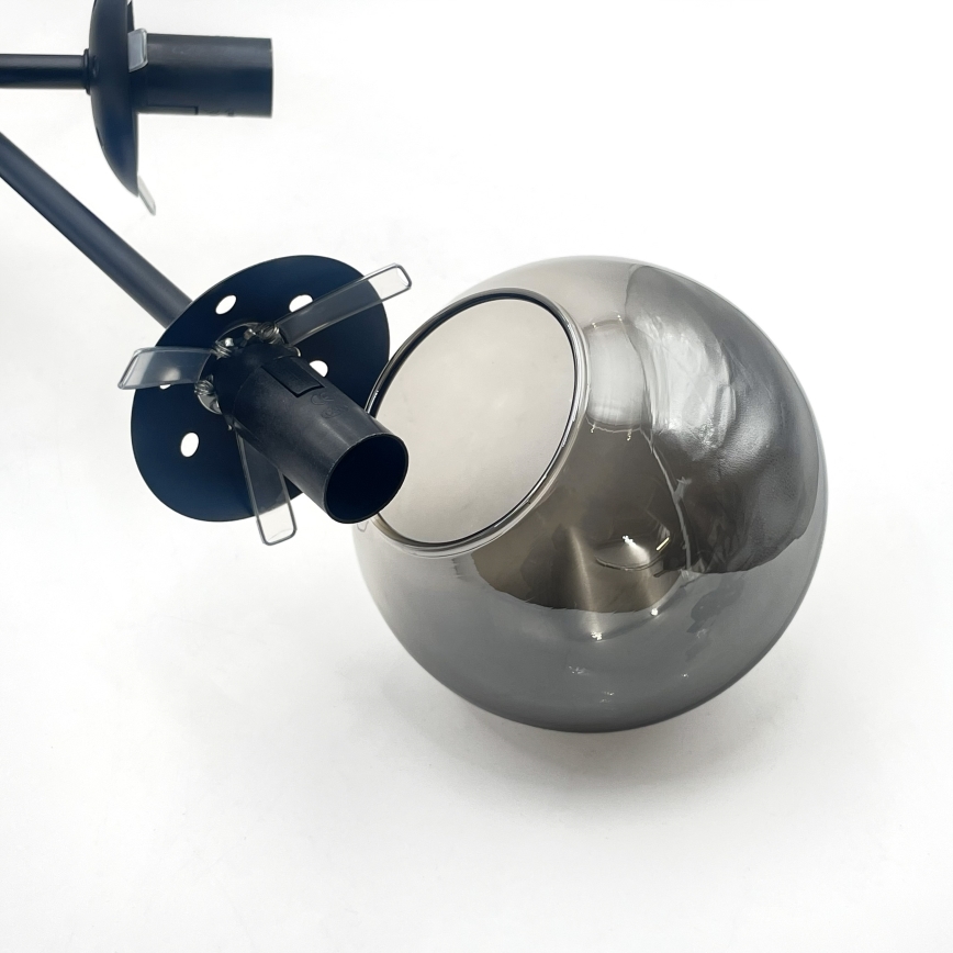 Brilagi - Aufgesetzte Deckenleuchte MALIVA 6xE14/15W/230V schwarz/rauchglas