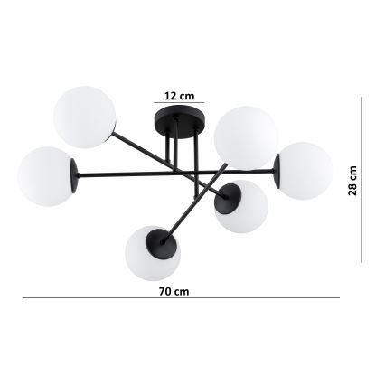 Brilagi - Aufgesetzte Deckenleuchte MILO 6xE27/60W/230V schwarz