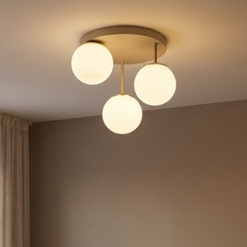 Brilagi - Aufgesetzte Deckenleuchte MILO ECRU 3xE27/60W/230V Beige/Gold