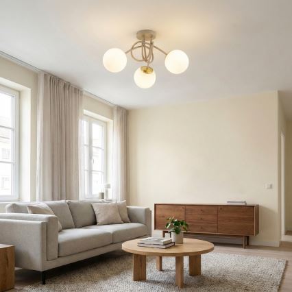 Brilagi - Aufgesetzte Deckenleuchte MILO ECRU 3xE27/60W/230V beige/gold