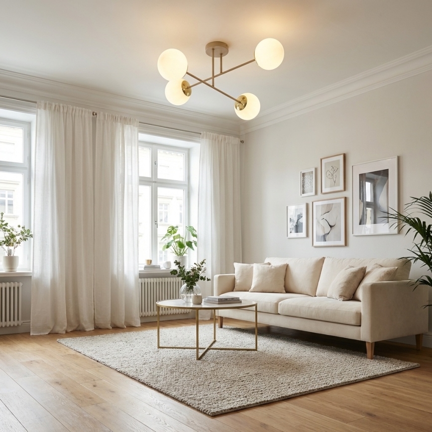 Brilagi - Aufgesetzte Deckenleuchte MILO ECRU 4xE27/60W/230V beige/gold
