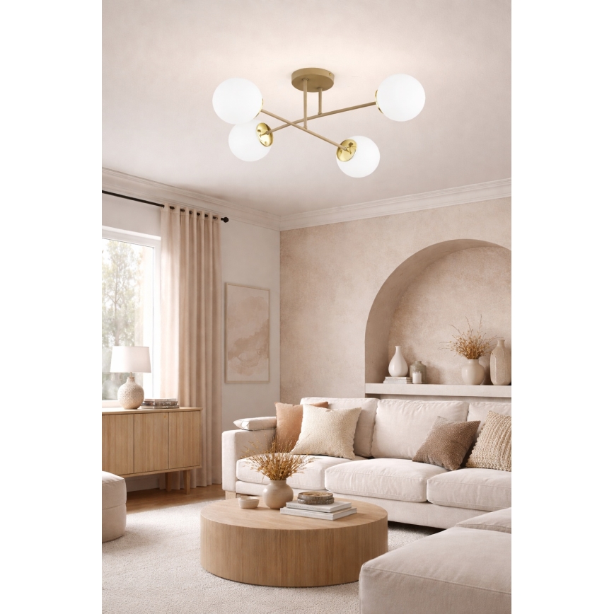 Brilagi - Aufgesetzte Deckenleuchte MILO ECRU 4xE27/60W/230V beige/gold