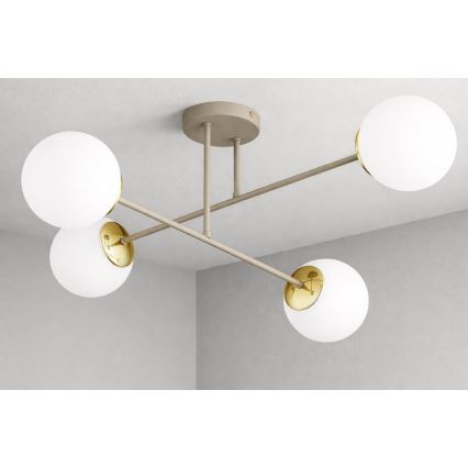 Brilagi - Aufgesetzte Deckenleuchte MILO ECRU 4xE27/60W/230V beige/gold