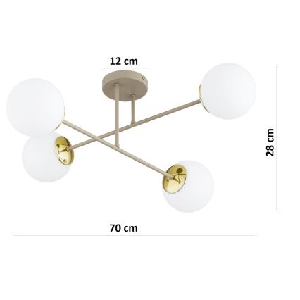 Brilagi - Aufgesetzte Deckenleuchte MILO ECRU 4xE27/60W/230V beige/gold