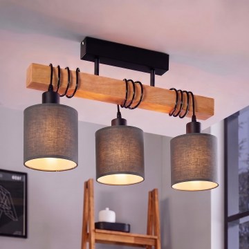 Brilagi - Aufgesetzte Deckenleuchte NUBILA 3xE27/60W/230V Kiefer/Anthrazit