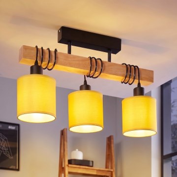 Brilagi - Aufgesetzte Deckenleuchte NUBILA 3xE27/60W/230V Kiefer/gelb