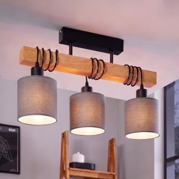 Brilagi - Aufgesetzte Deckenleuchte NUBILA 3xE27/60W/230V Kiefer/hellgrau