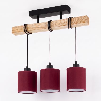 Brilagi - Aufgesetzte Deckenleuchte NUBILA 3xE27/60W/230V Kiefer/Pompeji-Rot