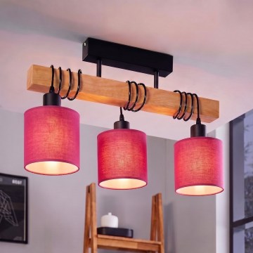 Brilagi - Aufgesetzte Deckenleuchte NUBILA 3xE27/60W/230V Kiefer/rosa