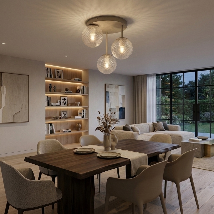 Brilagi - Aufgesetzte Deckenleuchte STELLA 3xE27/60W/230V Beige/Gold