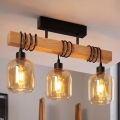 Brilagi - Aufgesetzte Deckenleuchte WOOD GLASS 3xE27/60W/230V Kiefer/Schwarz/rauchbraun